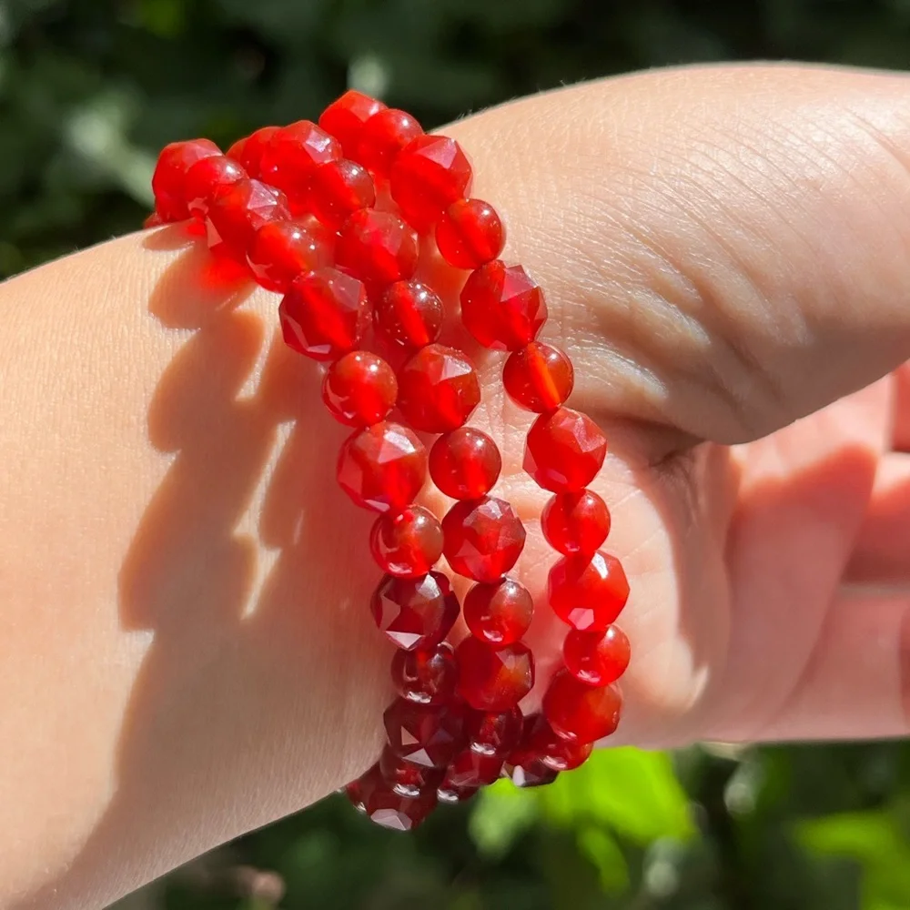 8mm stretchable faceted carnelian bracelet‎